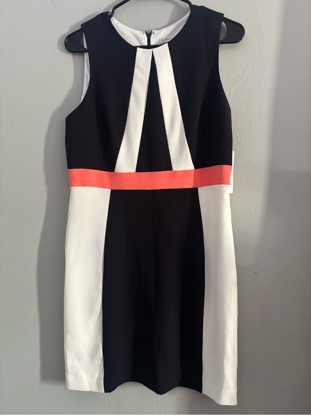 Colorblock Sheath Dress with Coral Waist - Brand